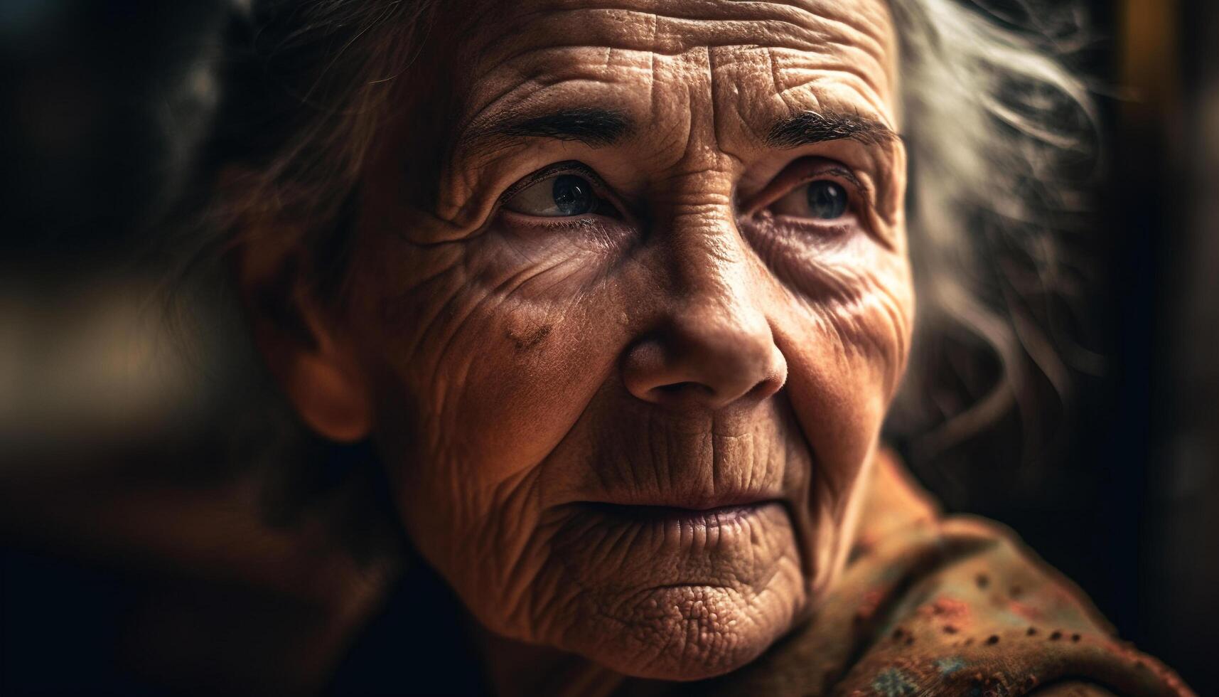 cinzento cabelos Senior mulher sorridente às Câmera alegremente gerado de ai foto