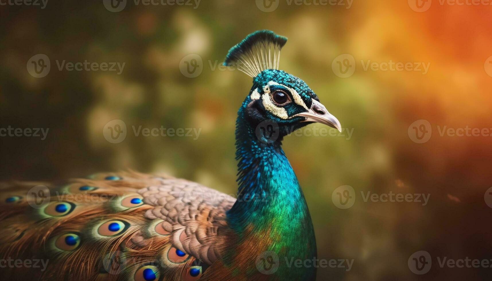 majestoso pavão monitores vibrante multi colori pena padronizar gerado de ai foto