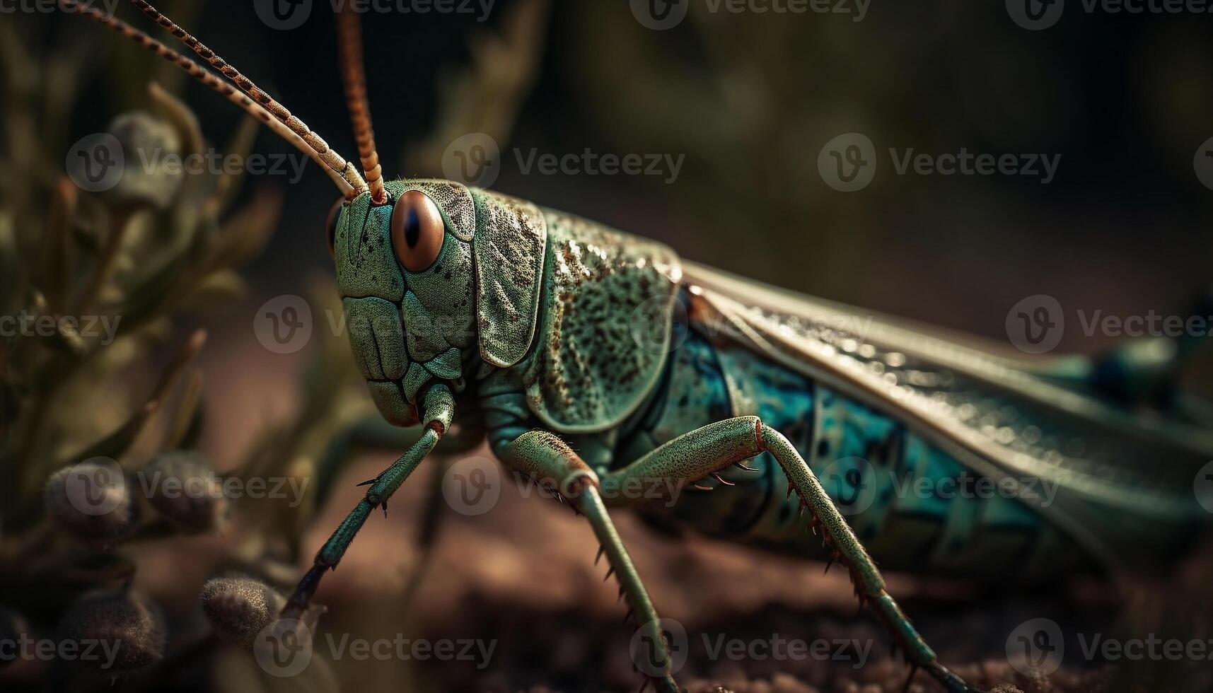 verde gafanhoto em folha, ampliado dentro natureza gerado de ai foto