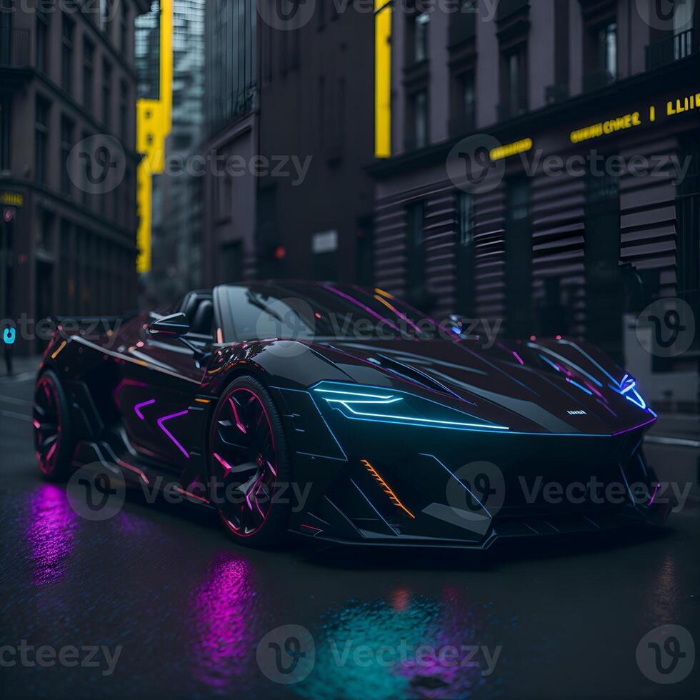 futurista carro dentro a noite outono ruas generativo ai foto