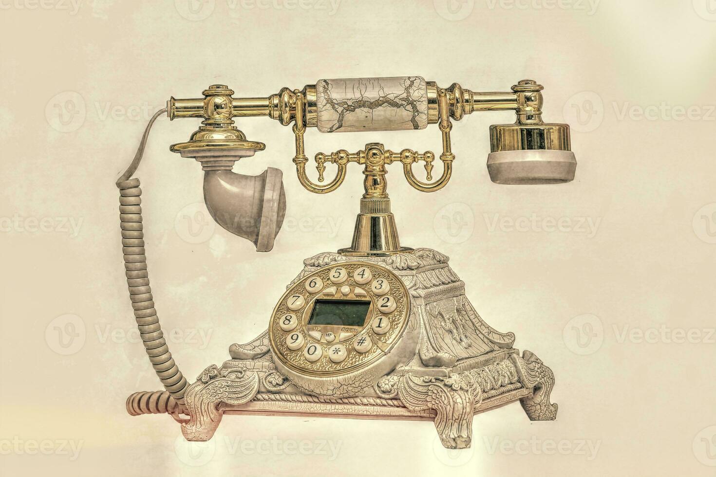 retro velho Telefone com receptor e cordão. foto