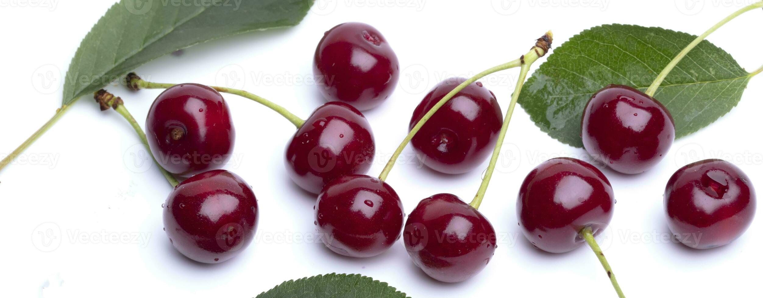 baner do cereja bagas com verde folhas e galhos. lindo verão vermelho bagas. foto