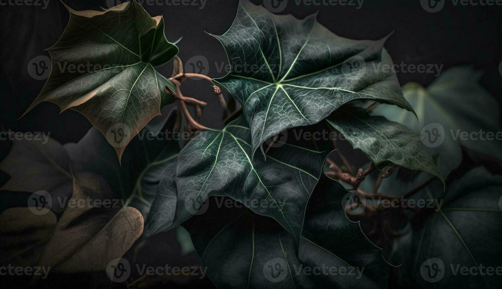 vibrante verde folha ramo com abstrato padronizar gerado de ai foto