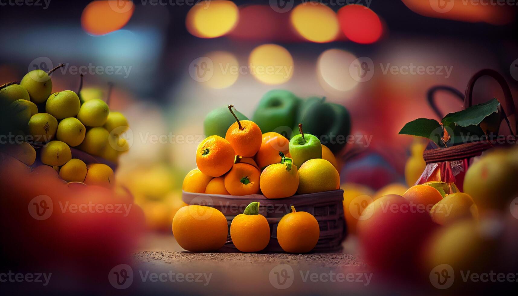 laranjas e maçãs frutas dentro cesta , generativo ai foto