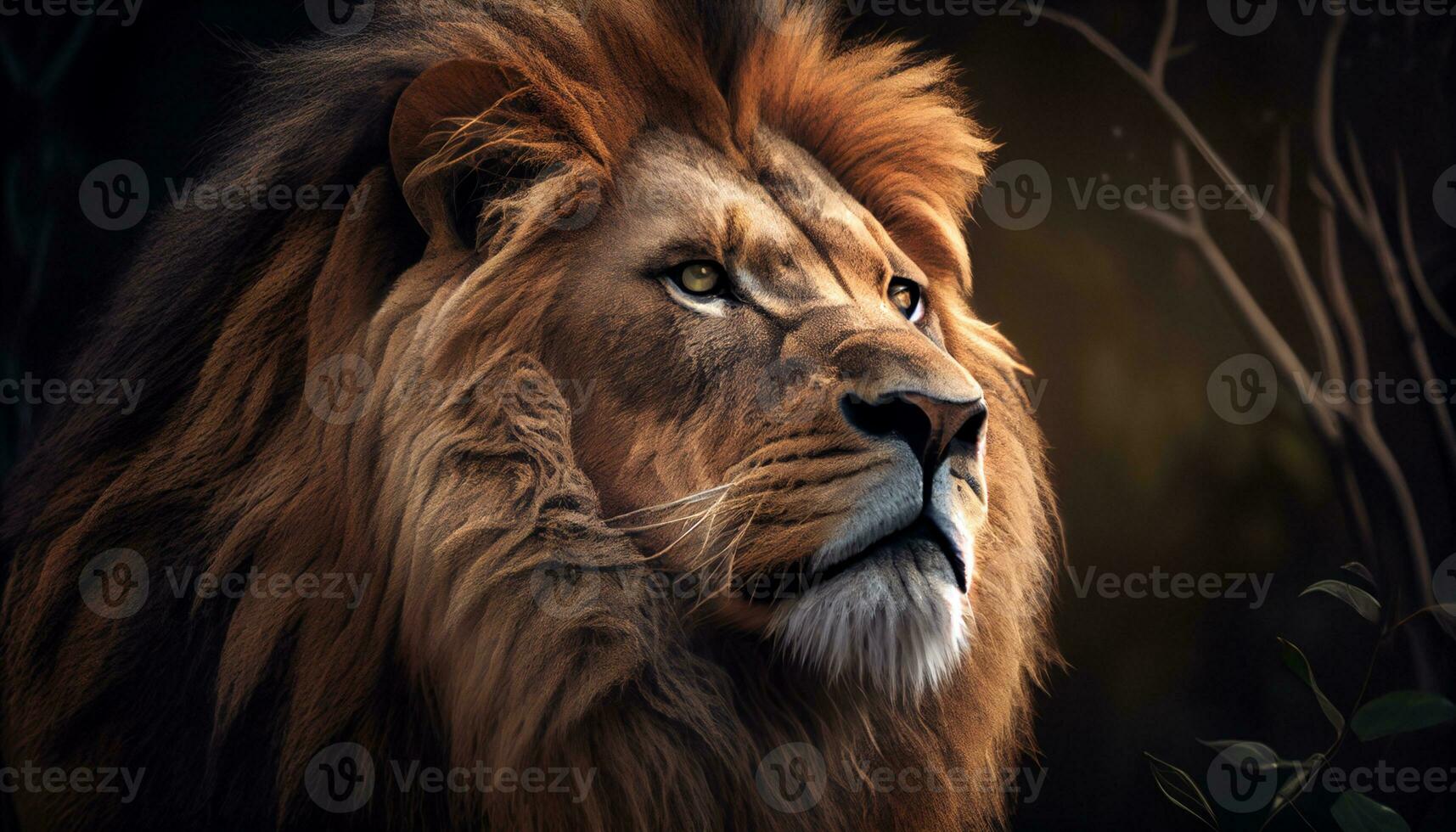 majestoso e imponente leão com dourado juba , generativo ai foto