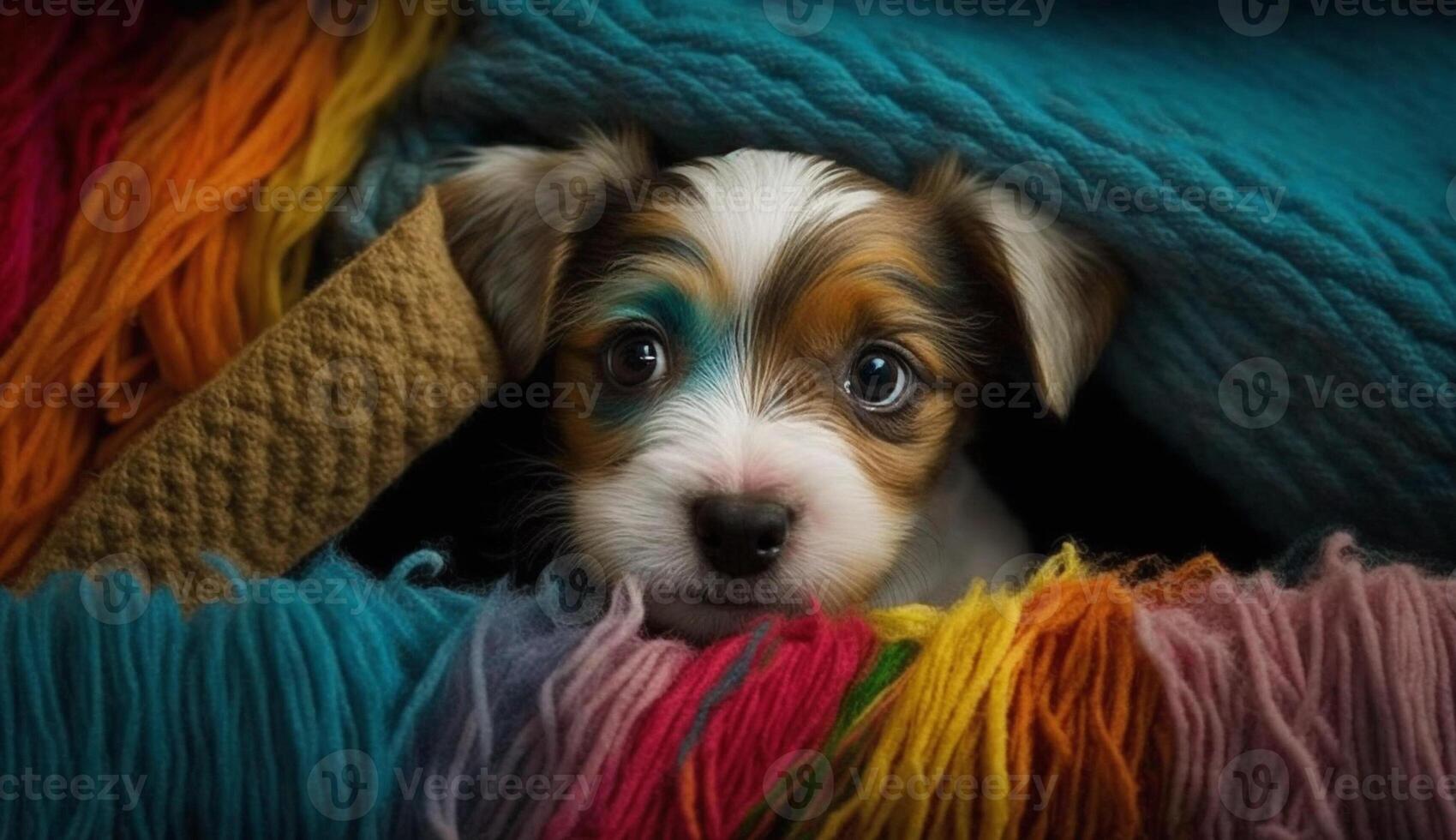 fofa de raça pura cachorro sentado, olhando às Câmera , generativo ai foto