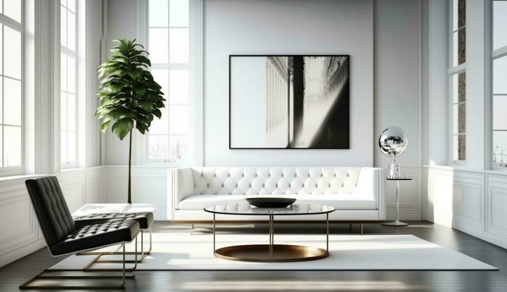 moderno casa interior com elegante Projeto e conforto , generativo ai foto