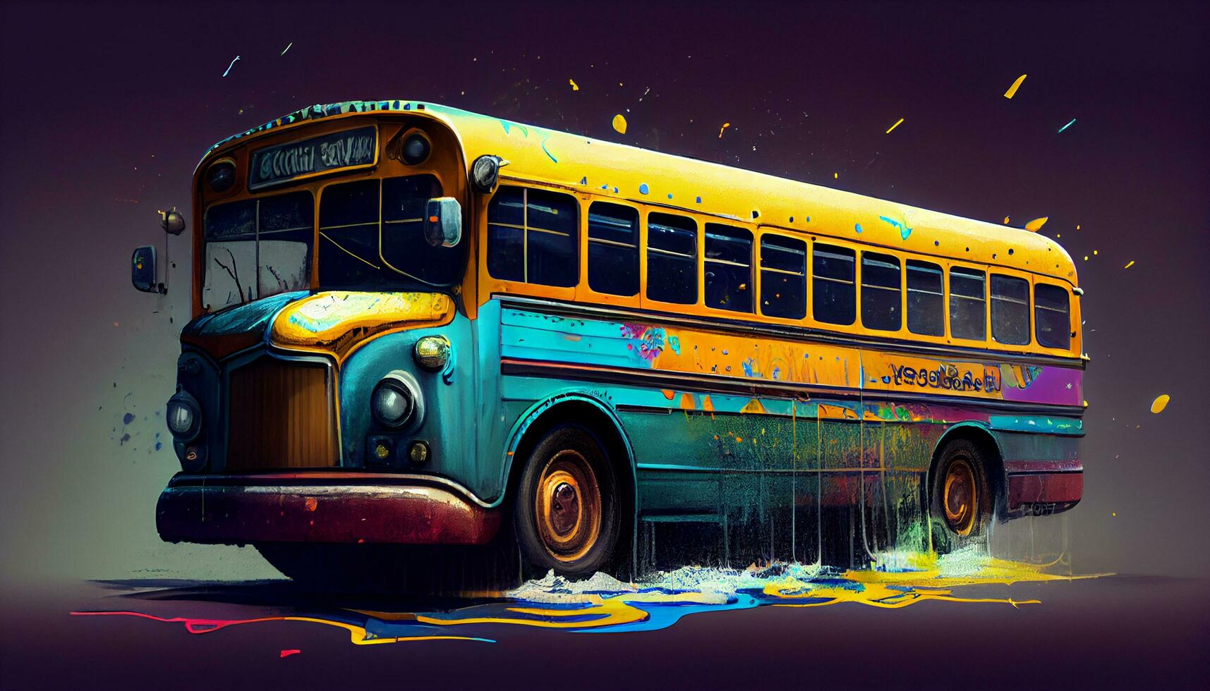 escola ônibus transporte, uma amarelo terra veículo , generativo ai foto