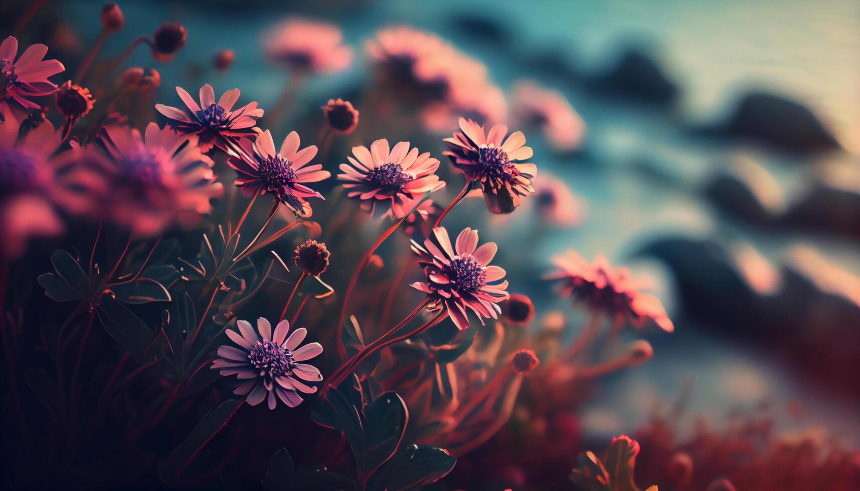 naturezas fechar acima beleza vibrante flores, desfocado fundo , generativo ai foto