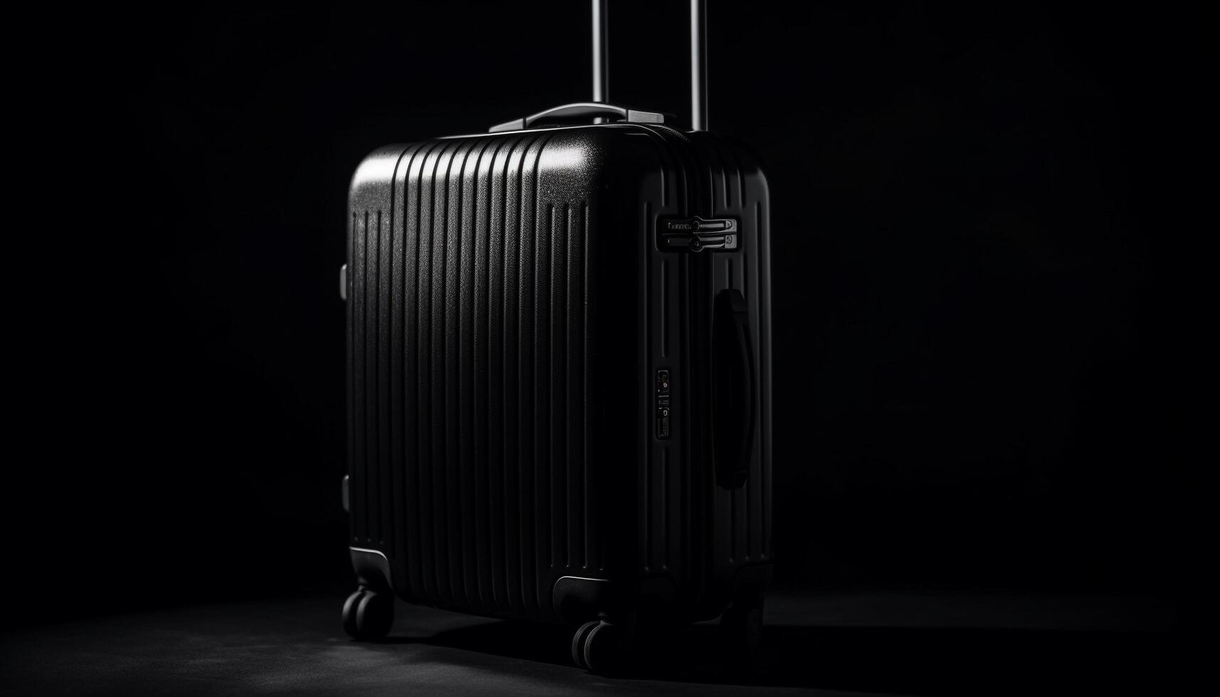 moderno Preto rodado bagagem para luxo o negócio viagem e aventura gerado de ai foto