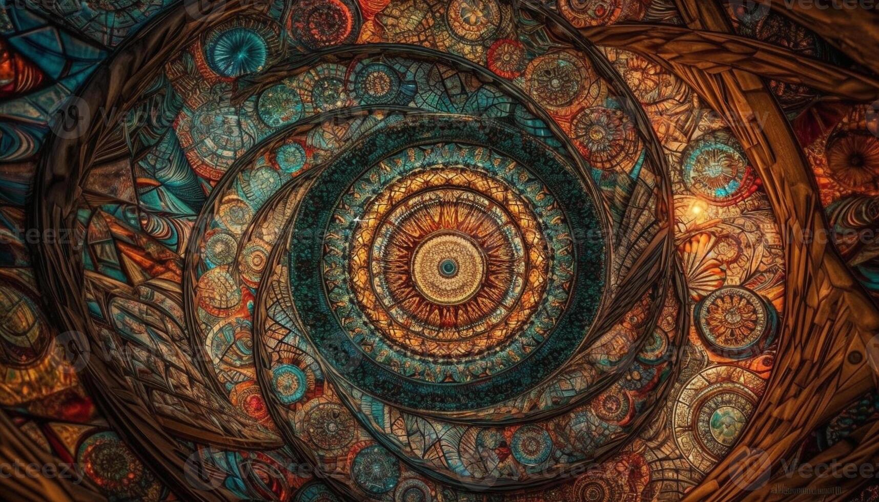 a ornamentado espiral forma dentro a fractal pano de fundo é futurista gerado de ai foto