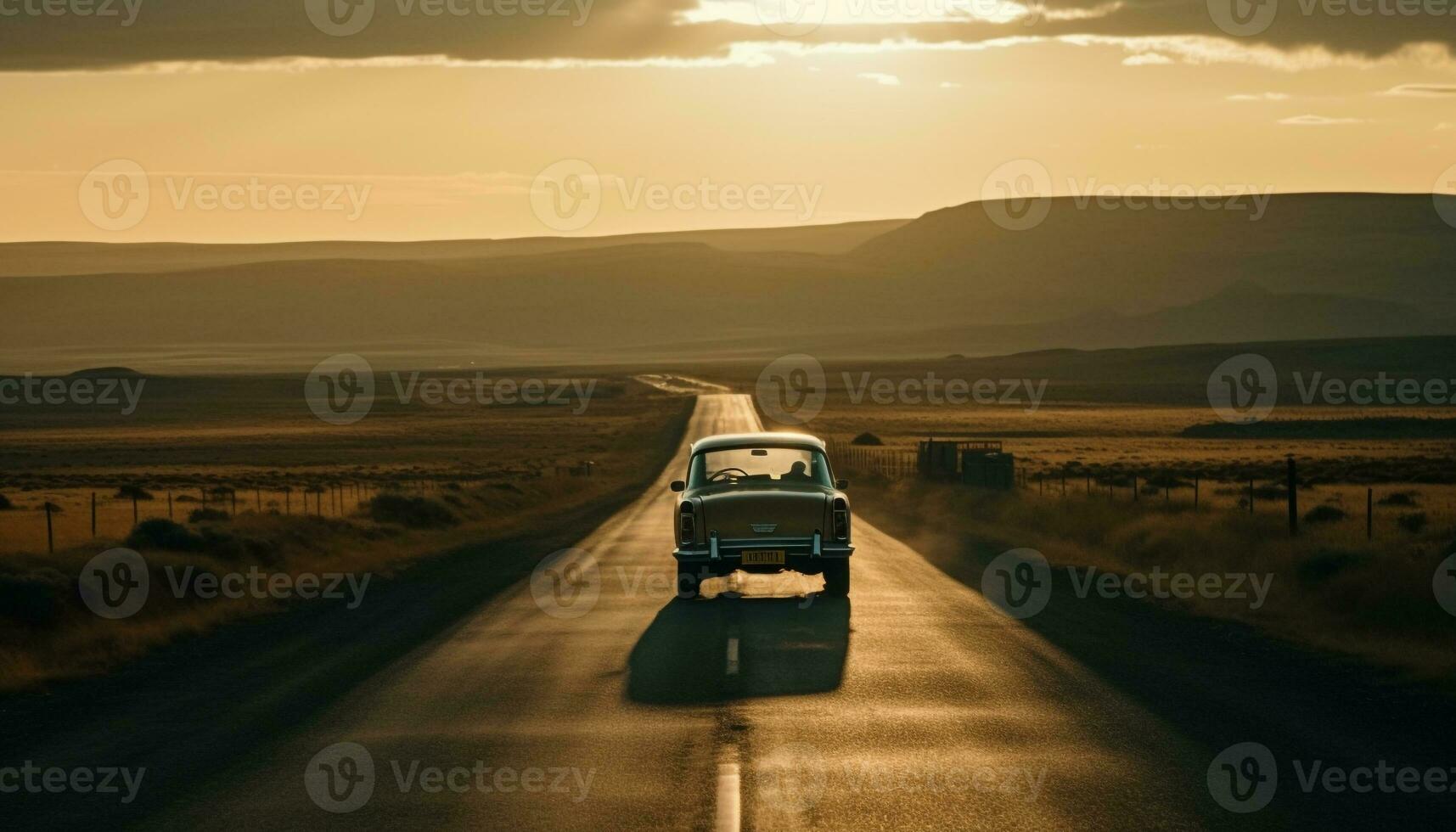 pôr do sol aventura em rural africano país estrada gerado de ai foto