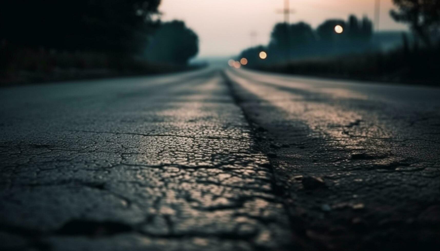 borrado faróis desaparecer em molhado asfalto estrada gerado de ai foto