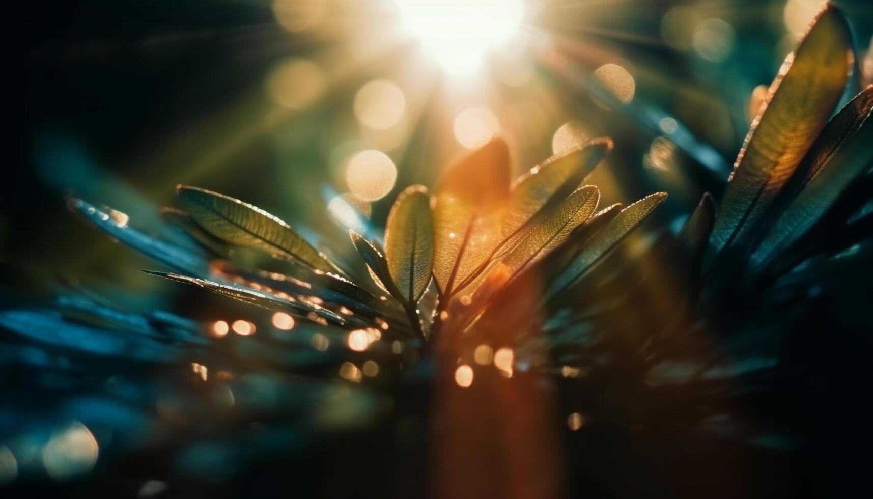 vibrante verde folhas iluminado de luz solar brilho gerado de ai foto