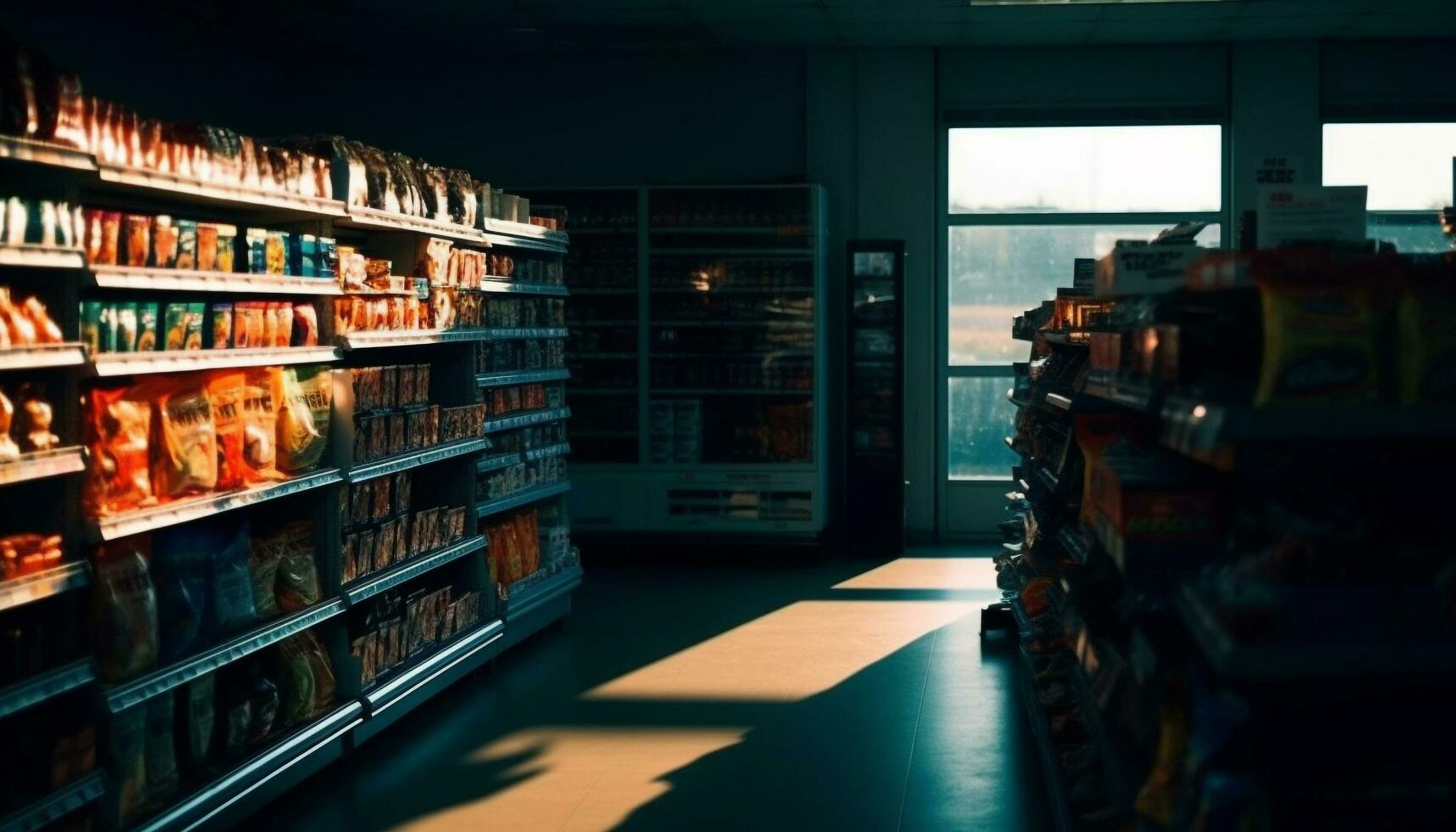 ampla coleção do livros em de madeira estantes de livros gerado de ai foto