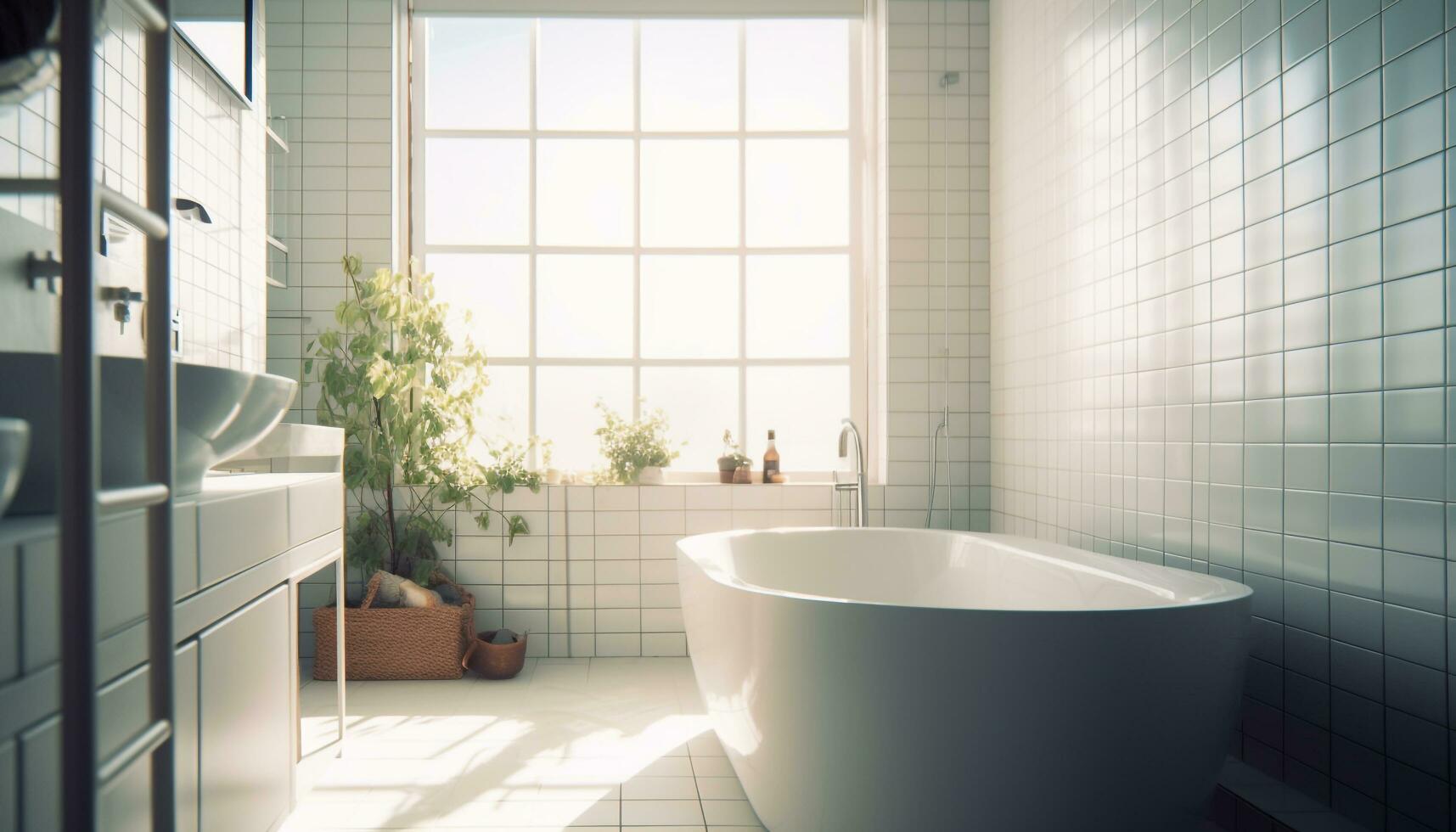 moderno banheiro Projeto com elegante mármore revestimento gerado de ai foto