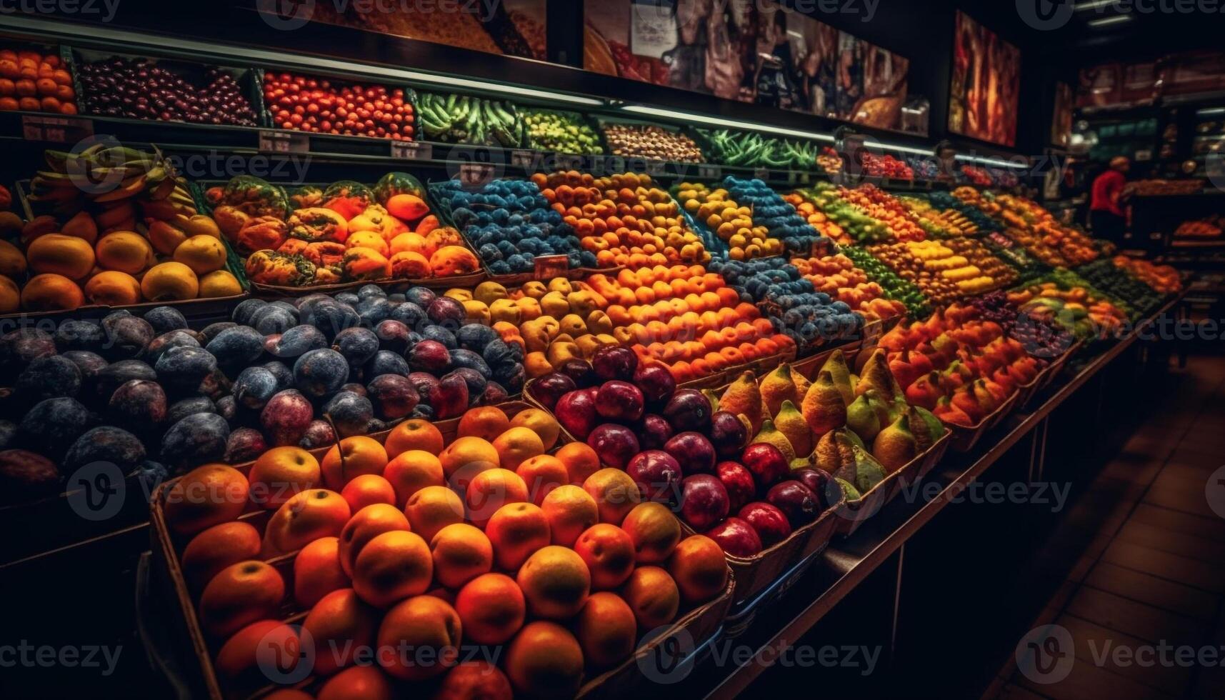 fresco orgânico frutas e legumes dentro abundância gerado de ai foto