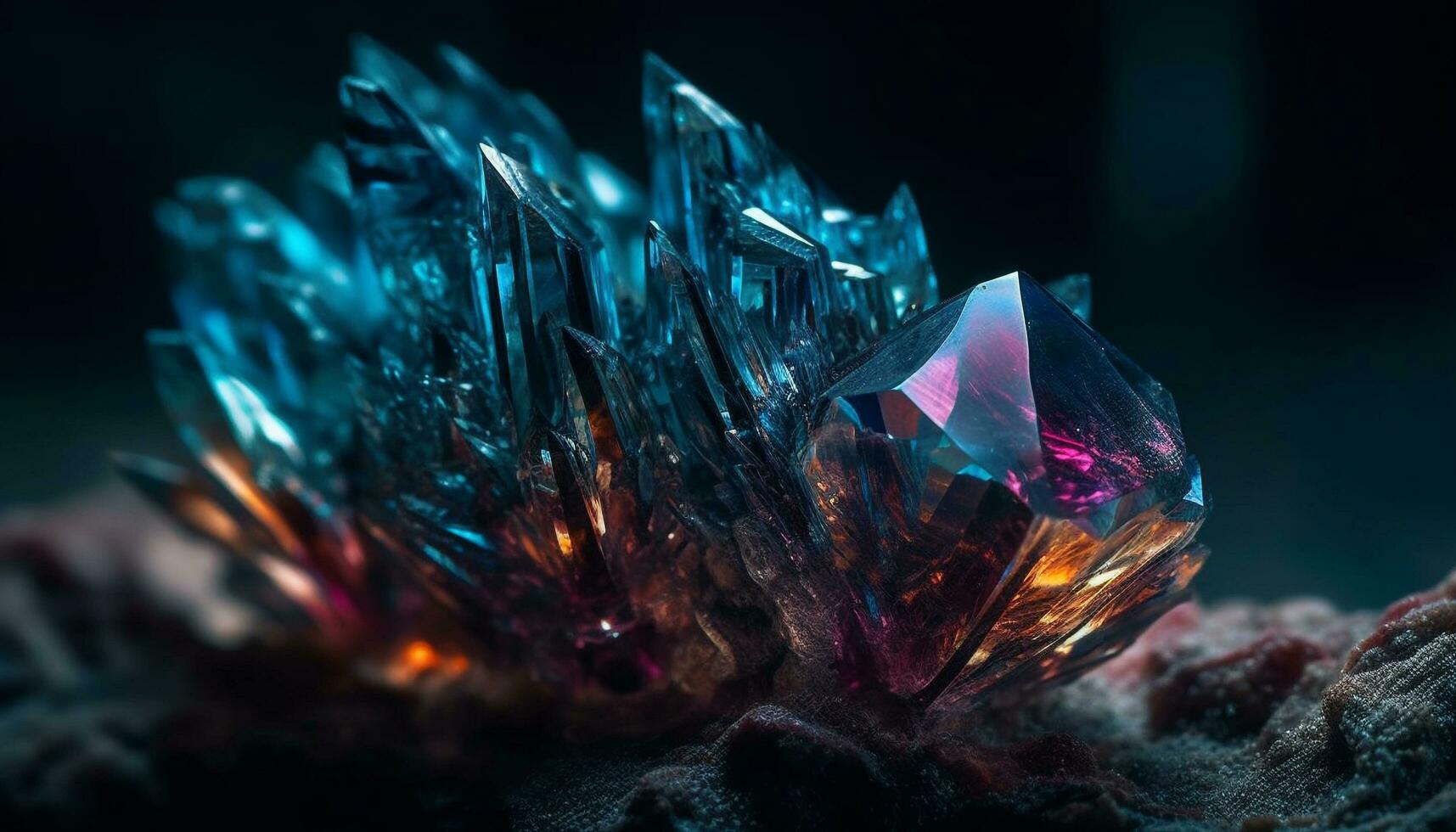 brilhante gemas iluminar azul natureza dentro Trevas gerado de ai foto