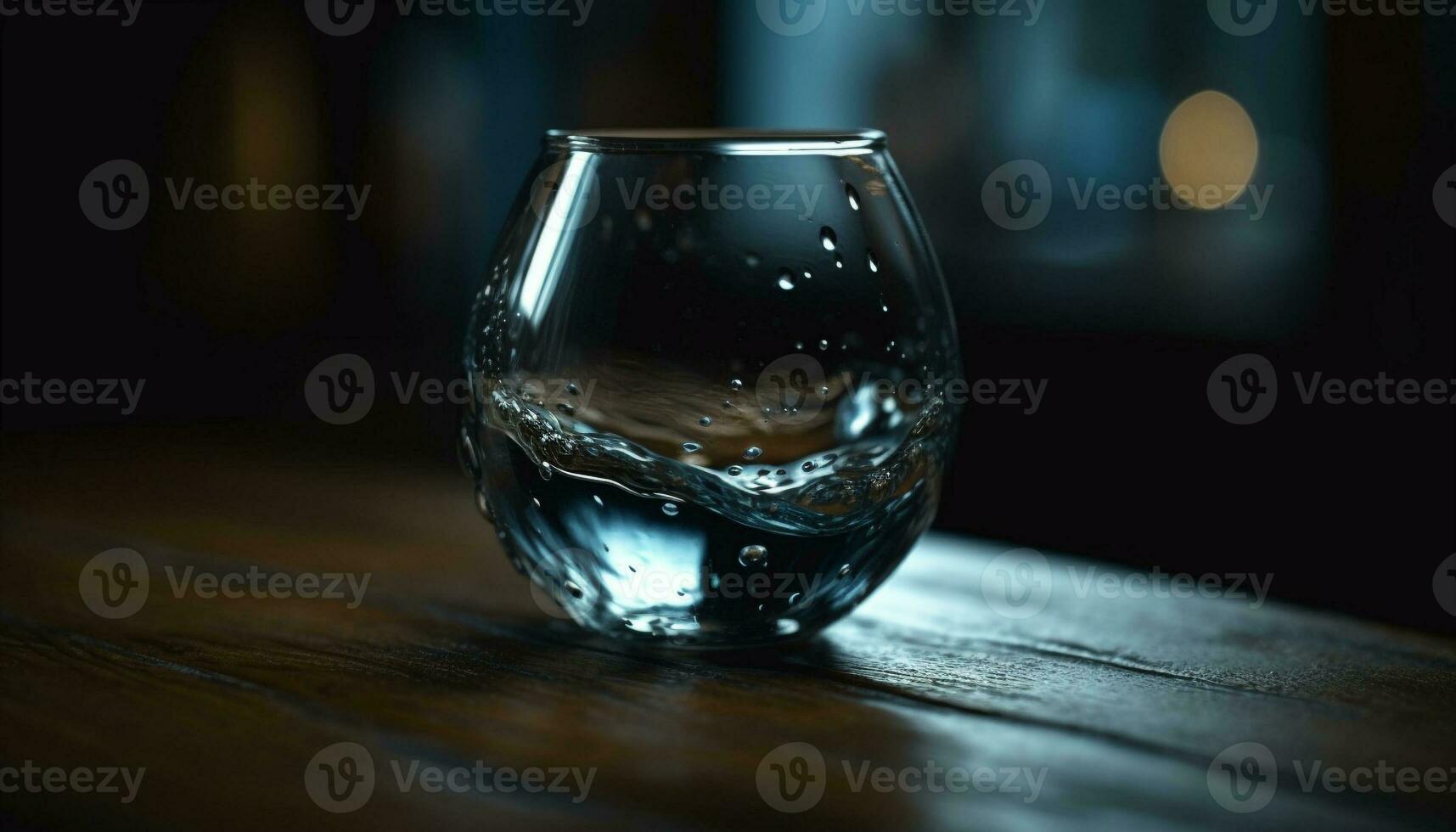 uísque derramado dentro cristal vidro em mesa gerado de ai foto