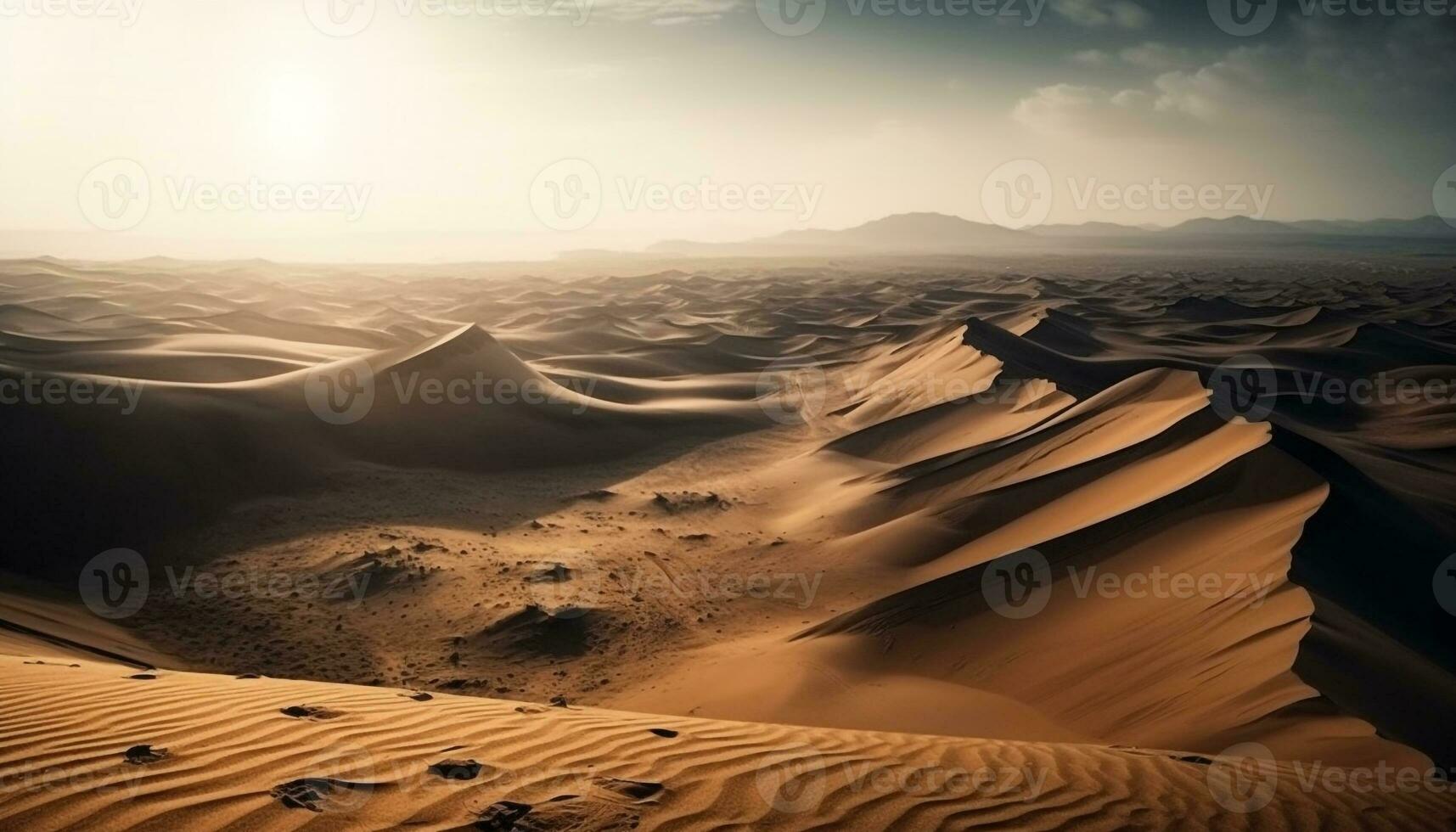 majestoso areia dunas ondulação dentro tranquilo nascer do sol gerado de ai foto