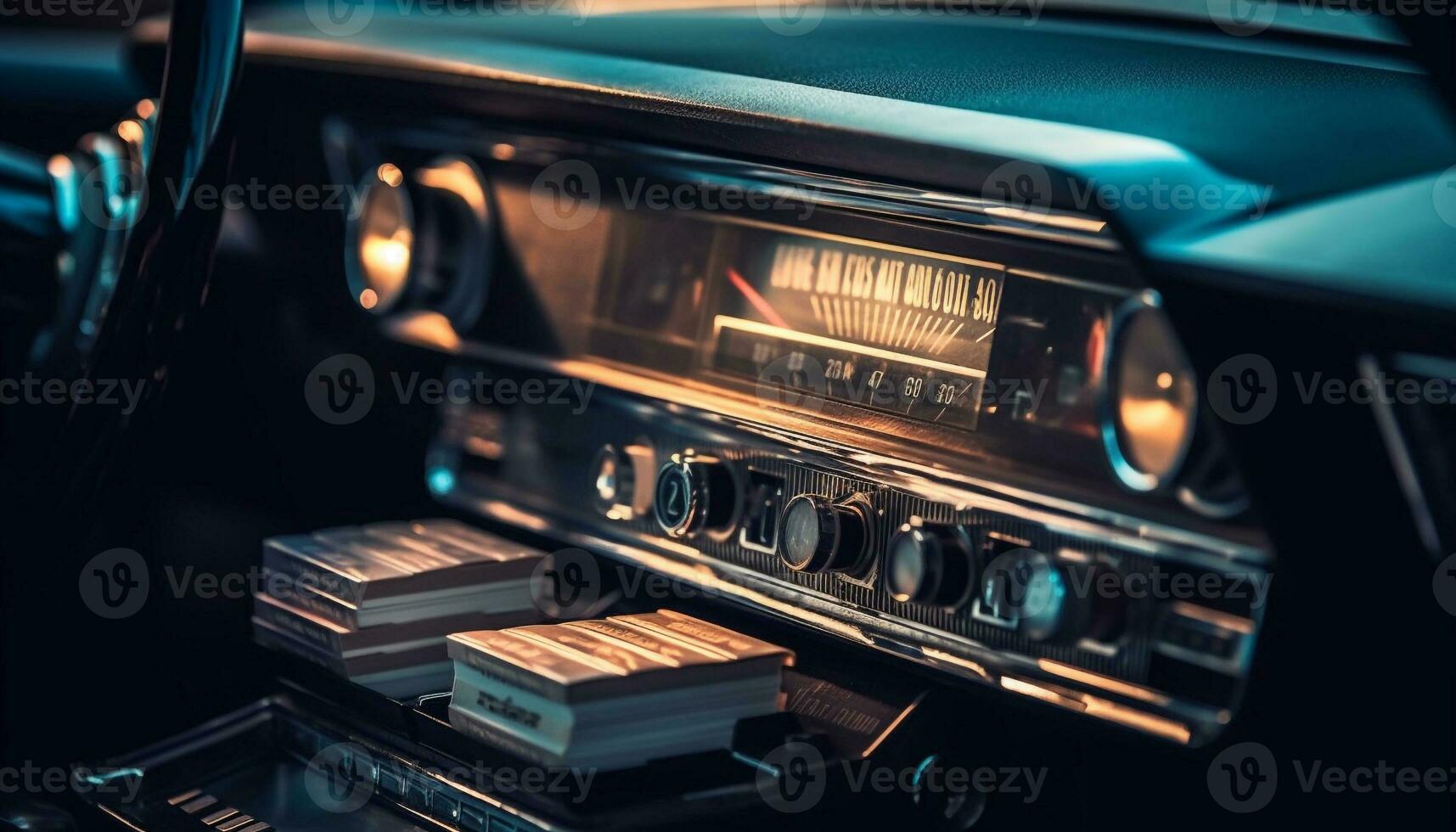 vintage carro painel de controle brilha com velho elegância gerado de ai foto