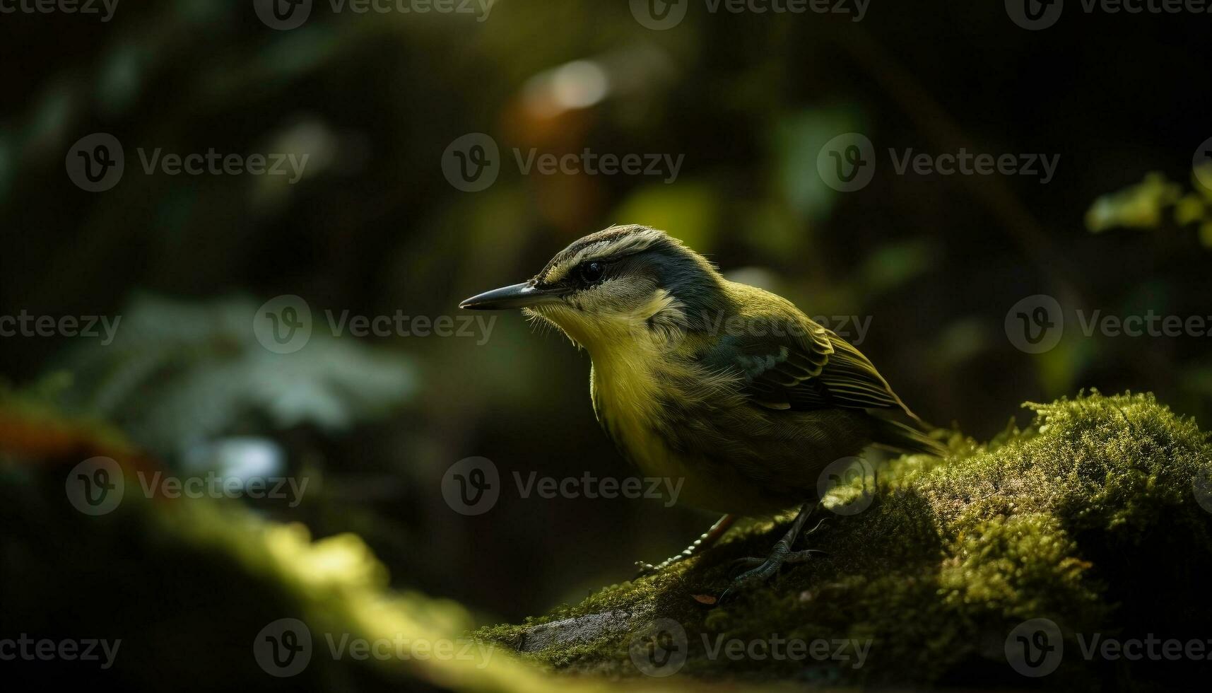 pequeno pica-pau-cinzento empoleirar-se em verde folha ramo gerado de ai foto