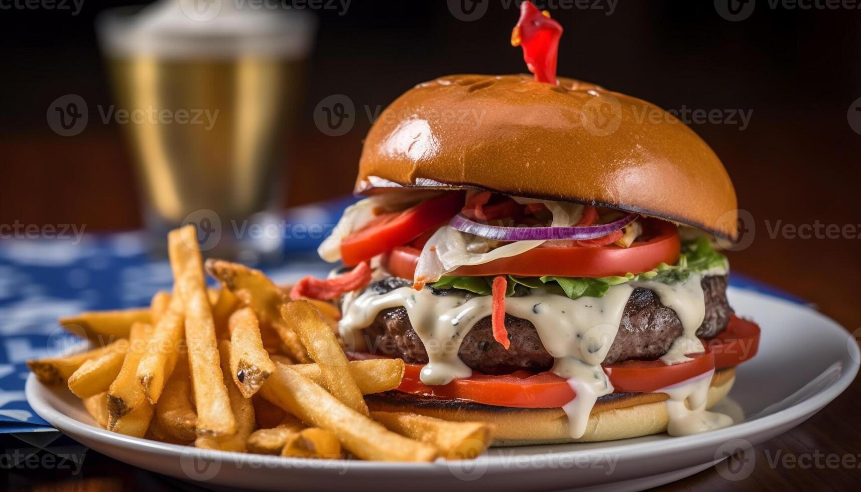 Hamburger e francês fritas gerado de ai foto