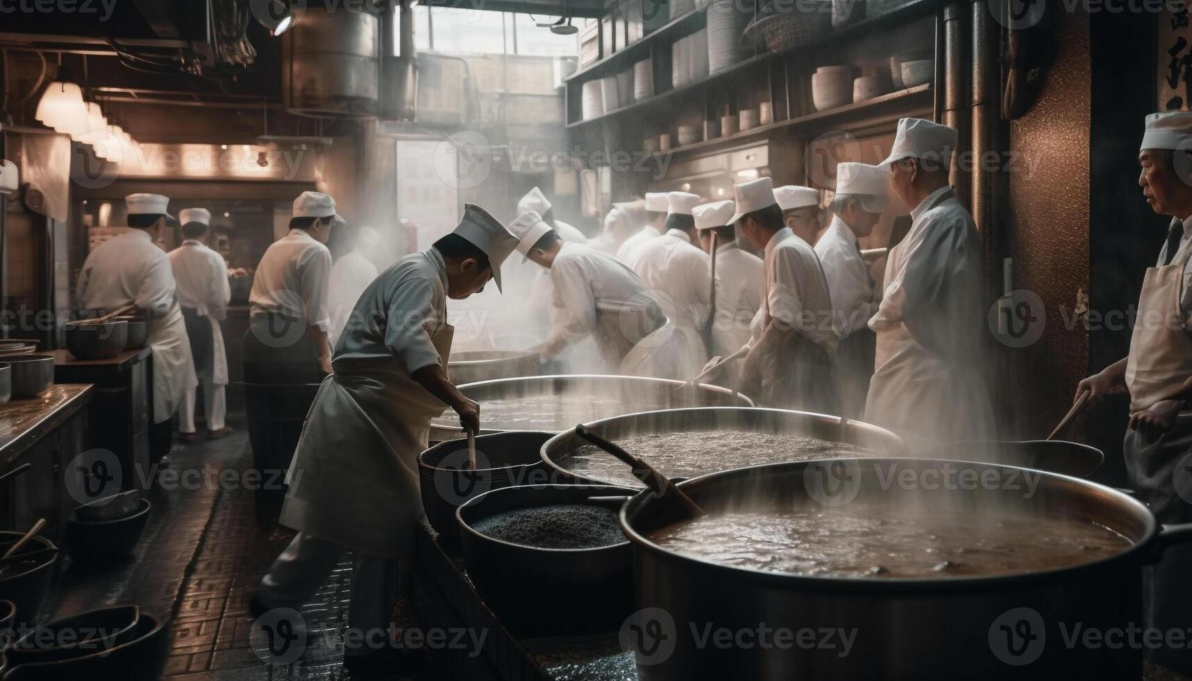 chinês mulheres preparando gourmet Comida em fogão gerado de ai foto