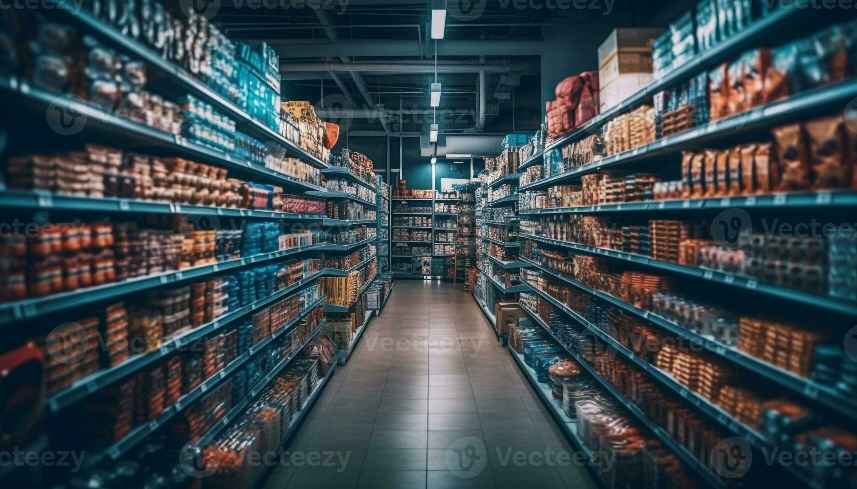 abundância do escolha dentro supermercado corredor compras gerado de ai foto
