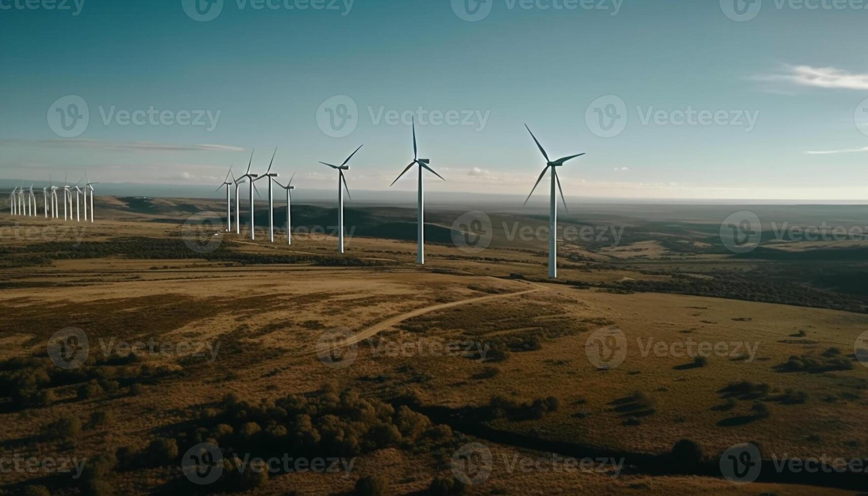 vento turbina hélices fiação, gerando alternativo energia gerado de ai foto