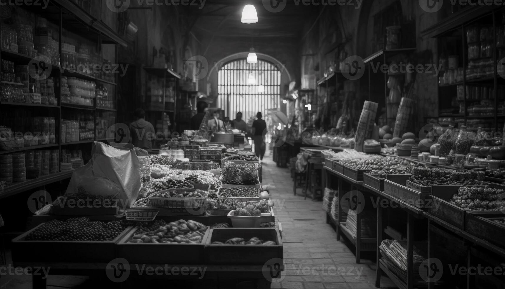 interior mercado vendedores vendendo fresco frutos do mar dentro movimentado cidade ruas gerado de ai foto
