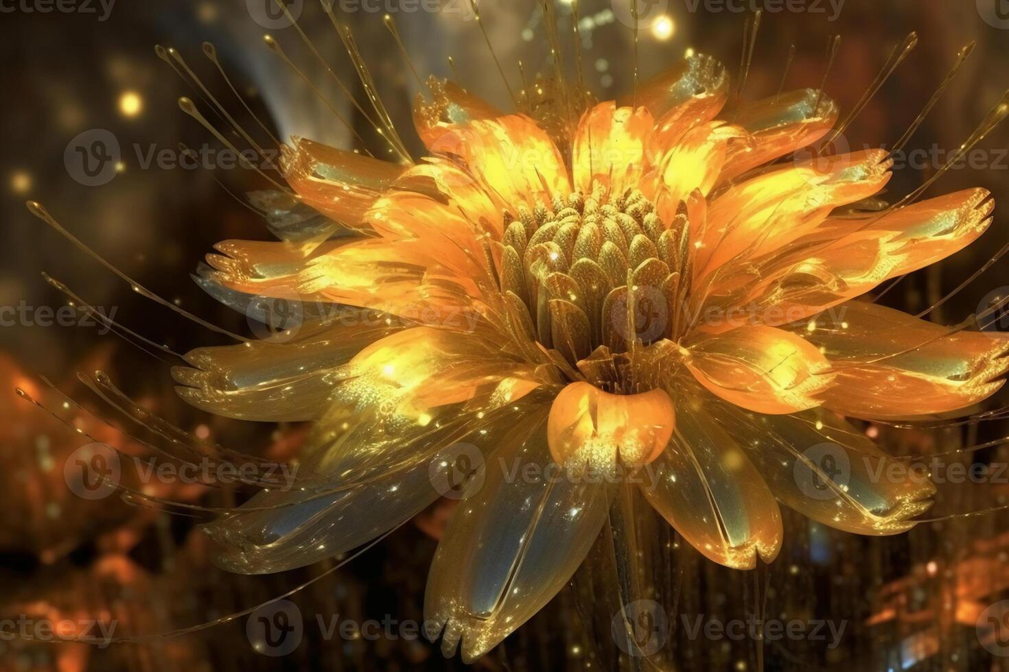 dourado flores dentro cheio florescer. ai generativo foto