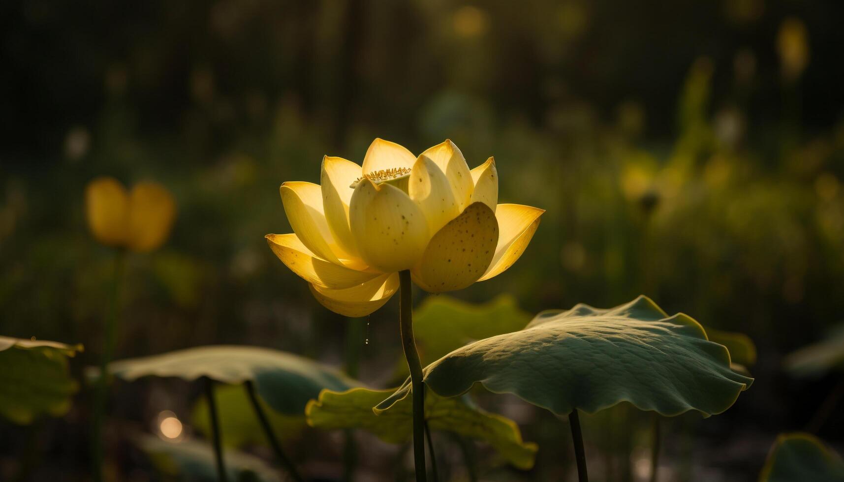 vibrante lótus Flor dentro tranquilo aquático meio Ambiente gerado de ai foto