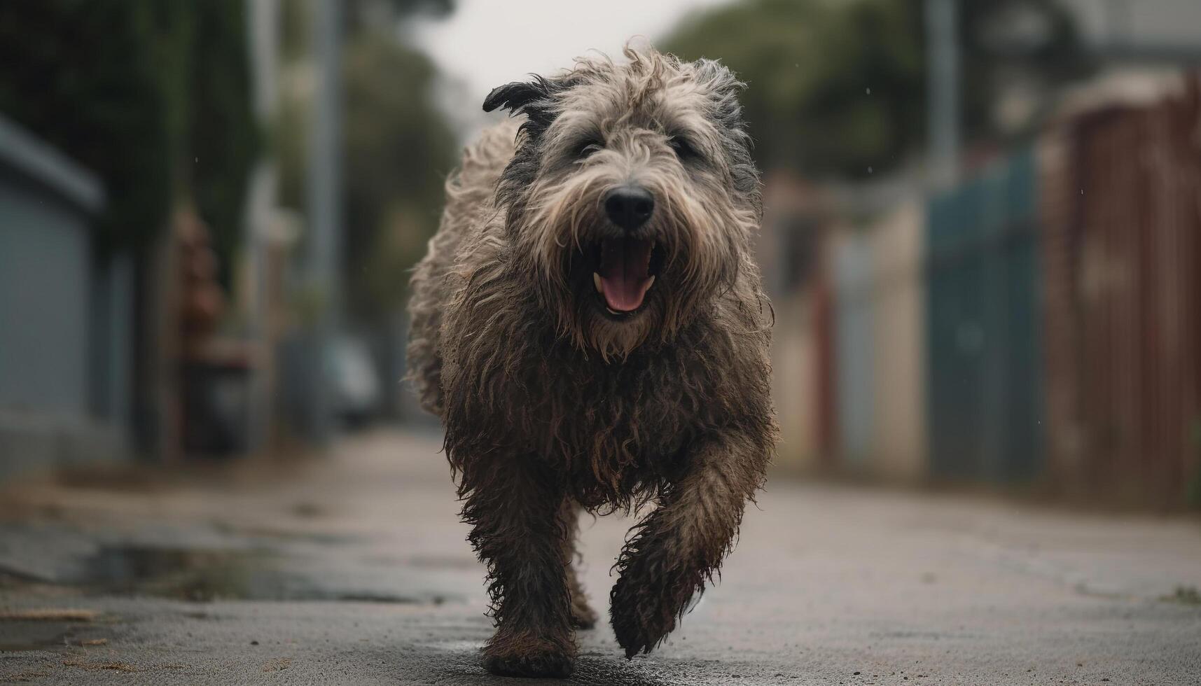 fofa cachorro sentado dentro grama, olhando brincalhão gerado de ai foto