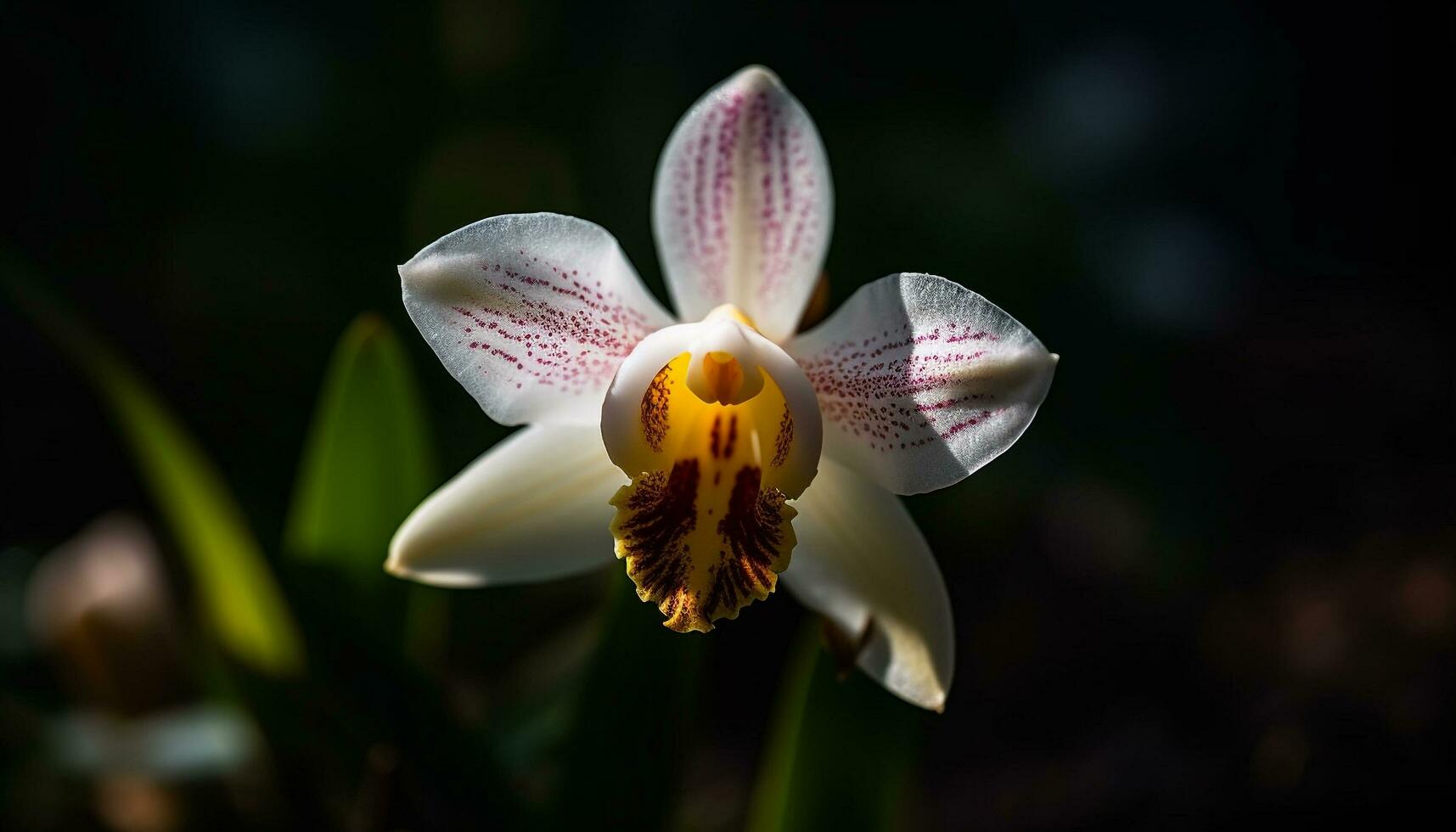 orquídea florescer, elegância dentro natureza fragilidade gerado de ai foto
