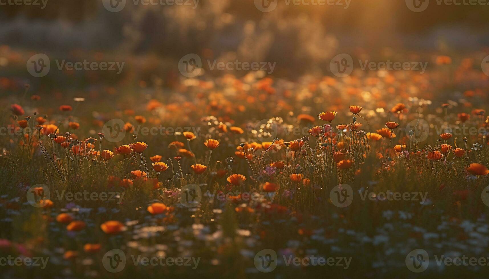 flores silvestres flor dentro a tranquilo outono Prado gerado de ai foto