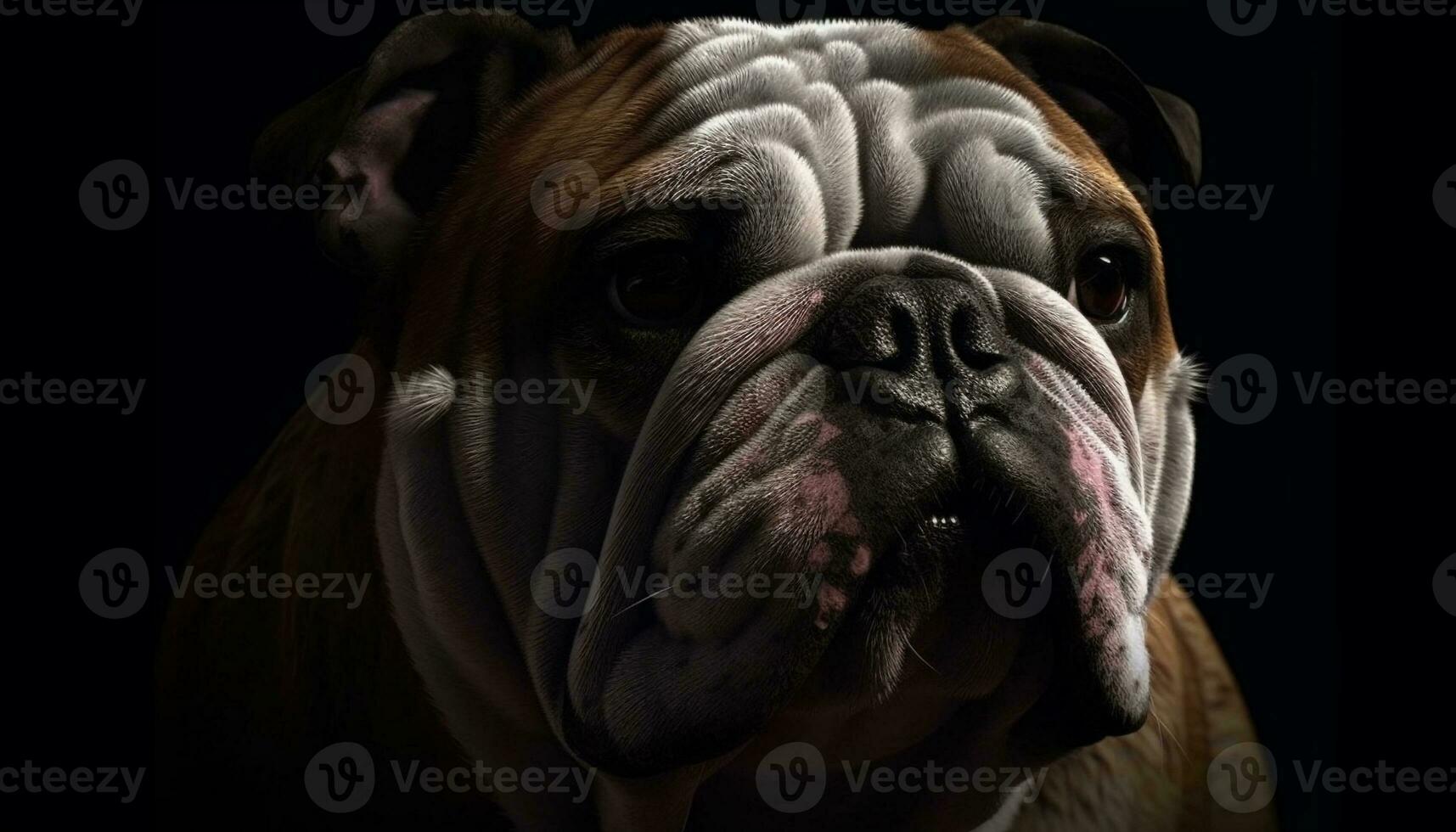 enrugado retrato do fofa francês buldogue cachorro gerado de ai foto
