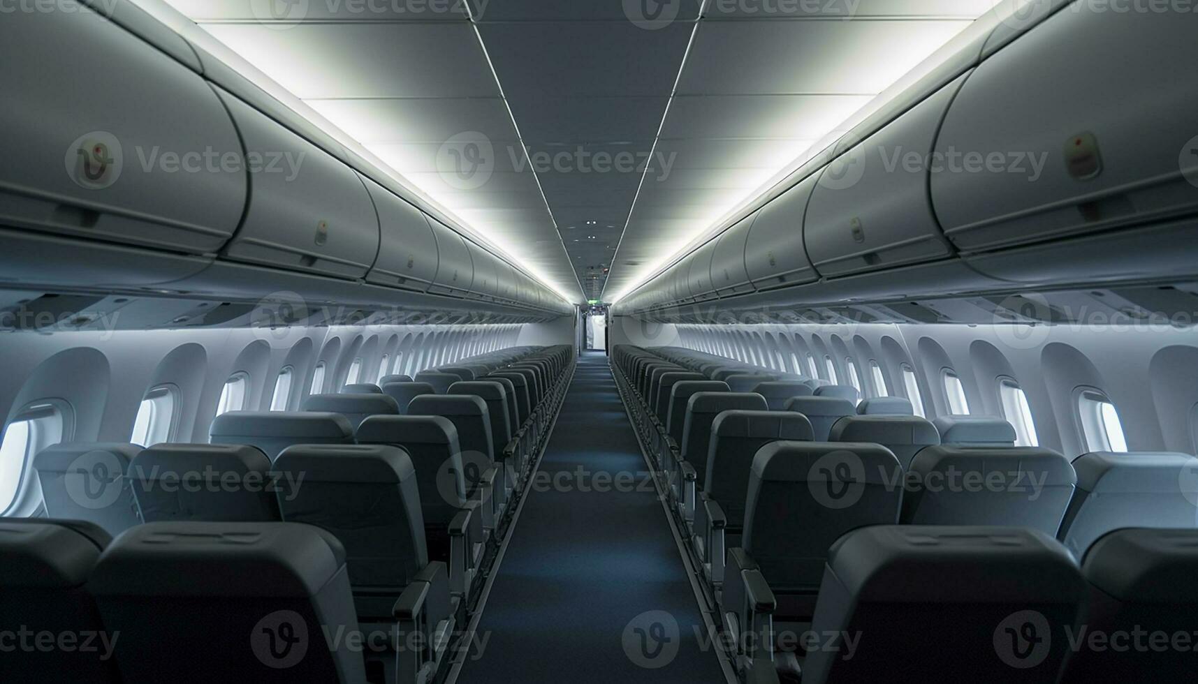 dentro uma moderno comercial avião, vôo para uma desaparecimento ponto gerado de ai foto