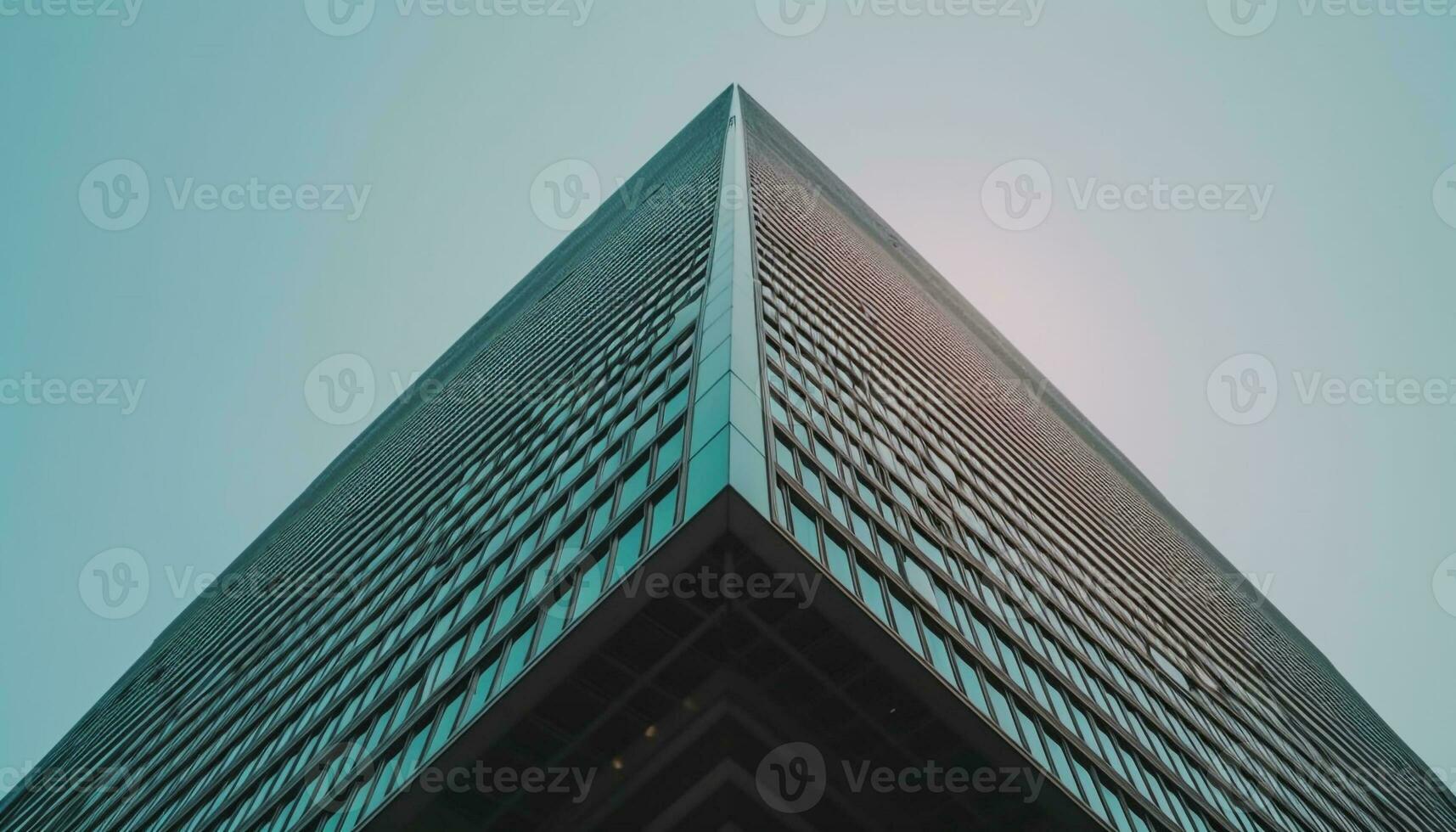 moderno arranha-céu reflete futurista Projeto dentro geométrico aço fachada gerado de ai foto