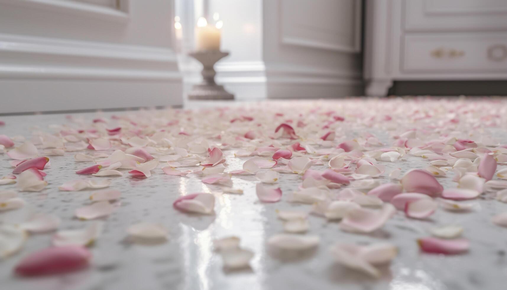 romântico Casamento celebração com elegante flor arranjo em de madeira mesa gerado de ai foto