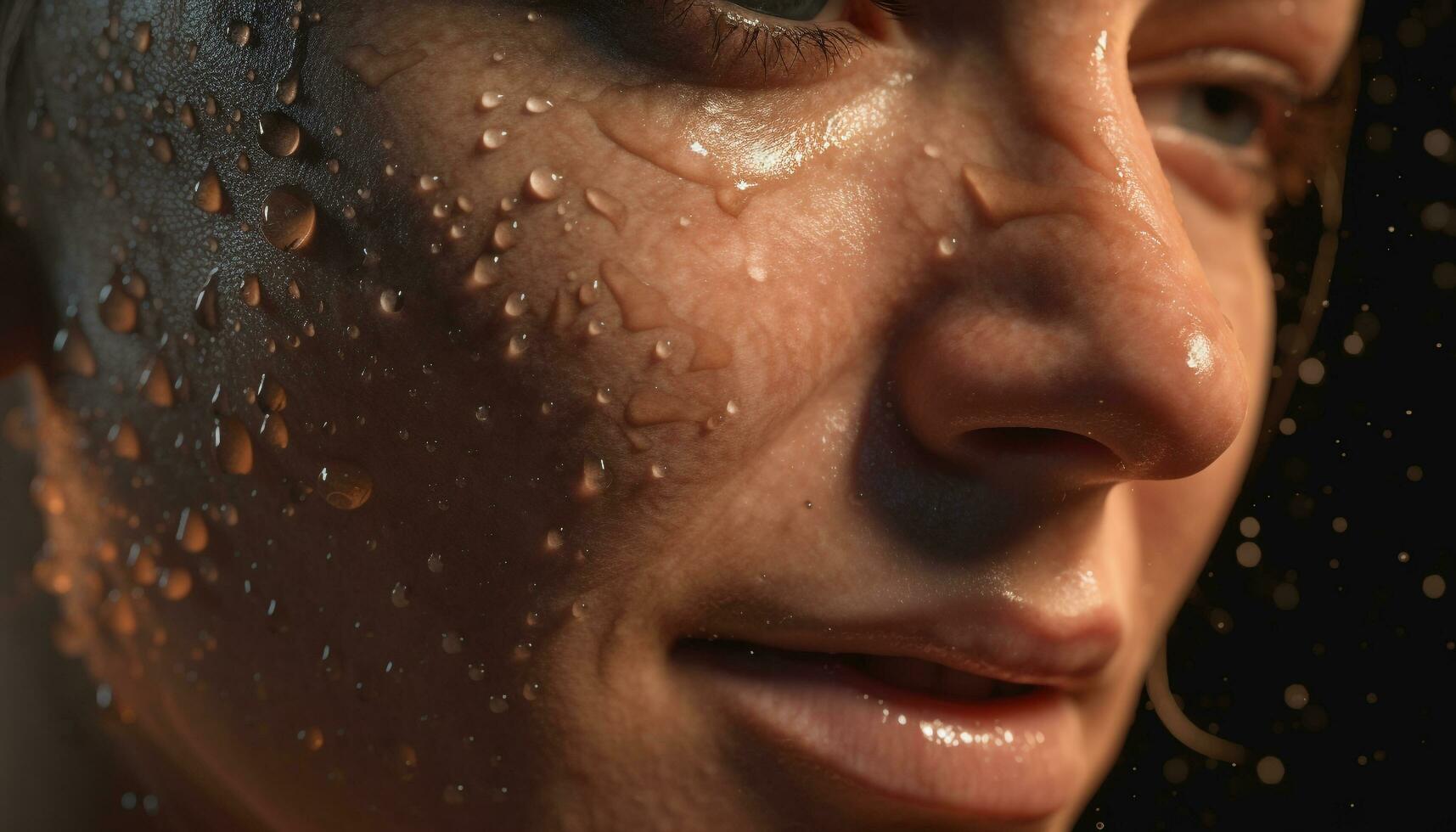 sorridente jovem adulto mulher goza refrescante verão chuva chuveiro ao ar livre gerado de ai foto