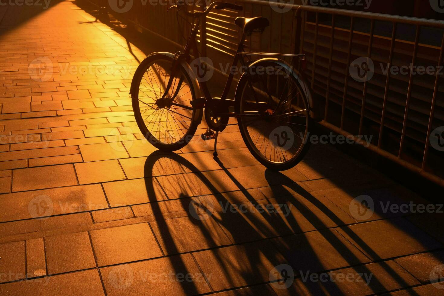 sombra do bicicleta às dourado hora dentro Hamburgo. ai generativo foto