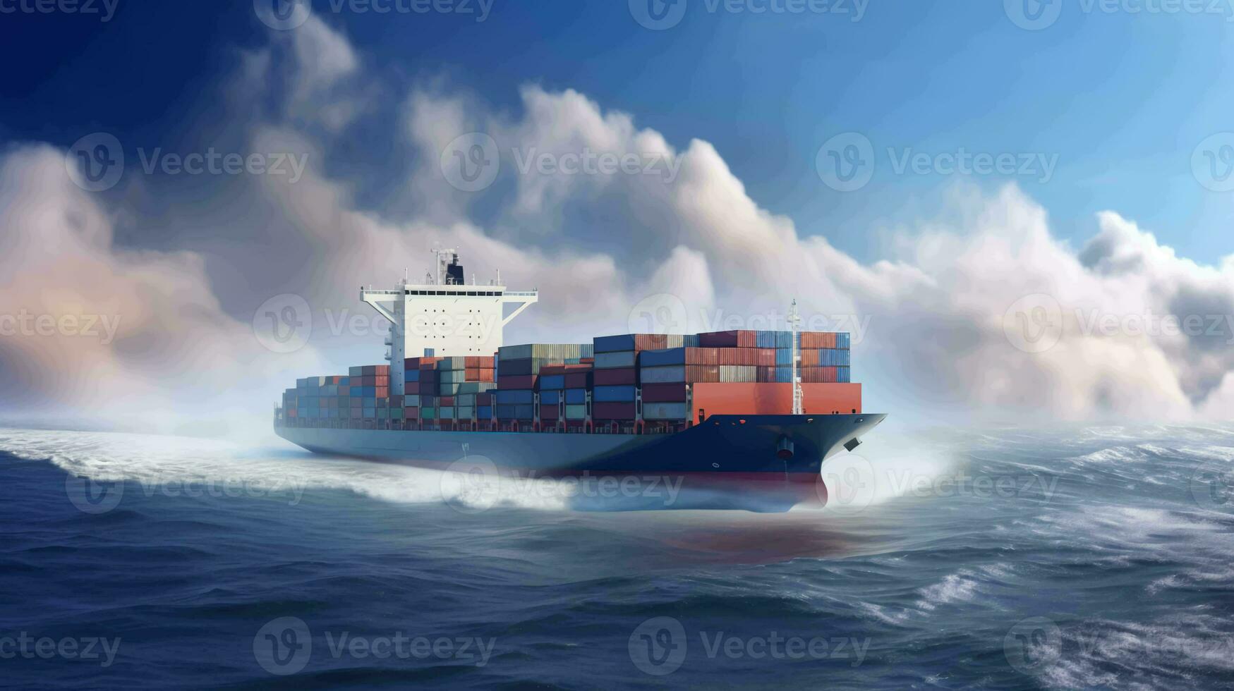 ampla carga navio com containers para carga transporte. a conceito do transporte do bens de mar em a termos do dap ddp logística. ai gerado. foto