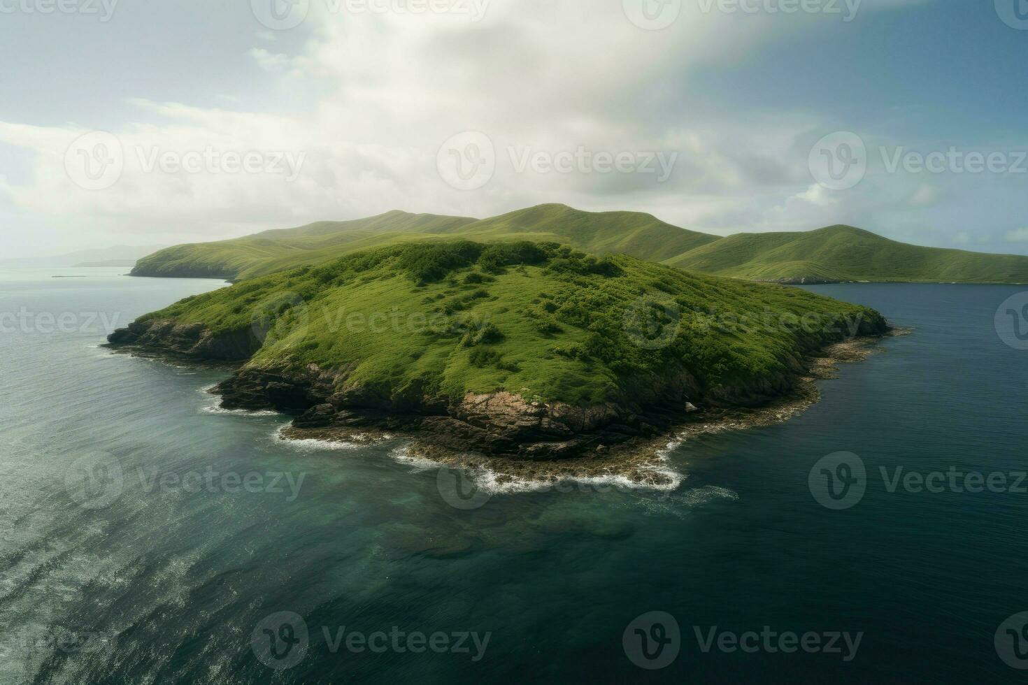 ai gerado controlo remoto e isolado ilha com intocado natureza. foto