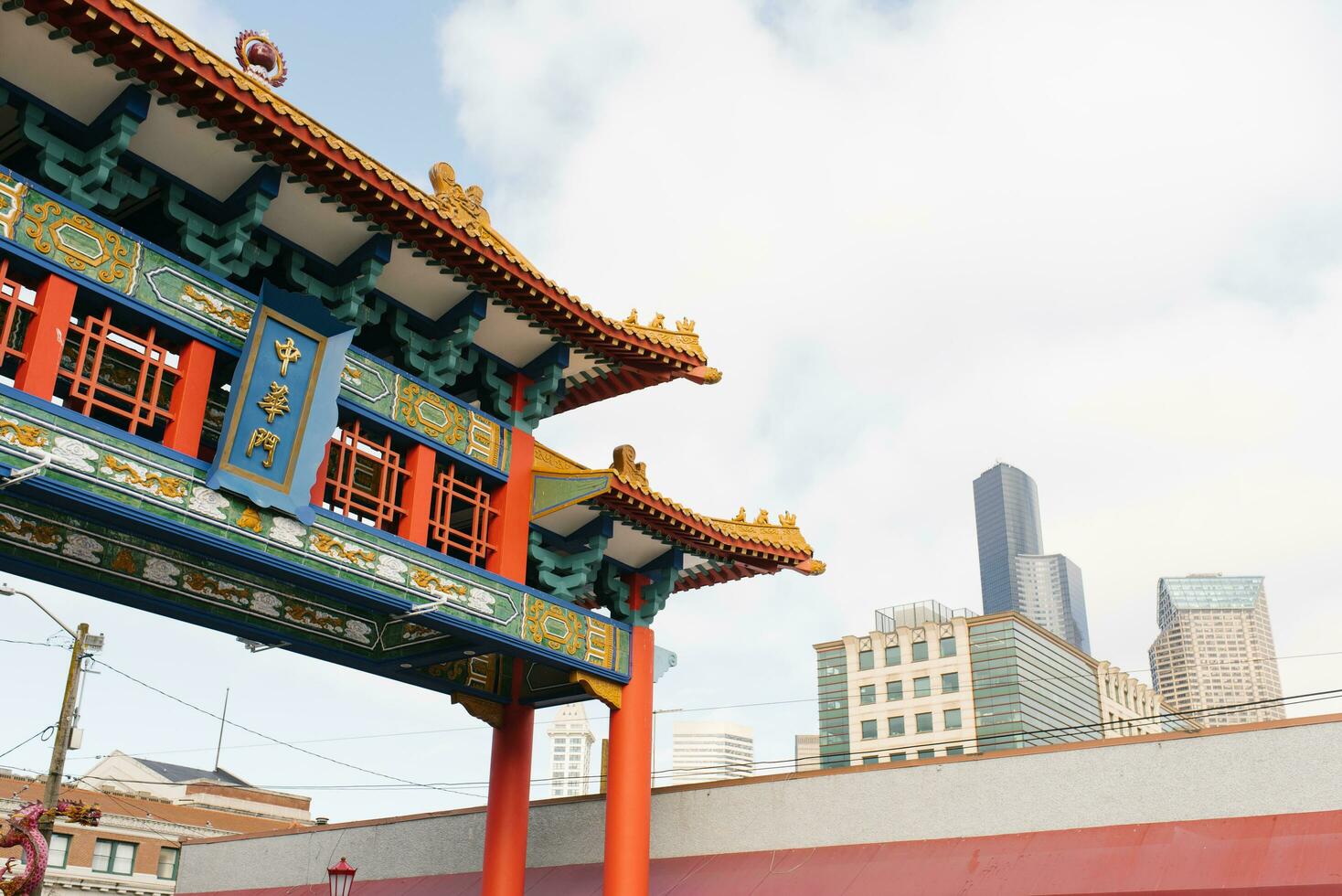 Seattle, Washington, EUA. marcha 2020. tradicional bairro chinês portão dentro a internacional trimestre foto