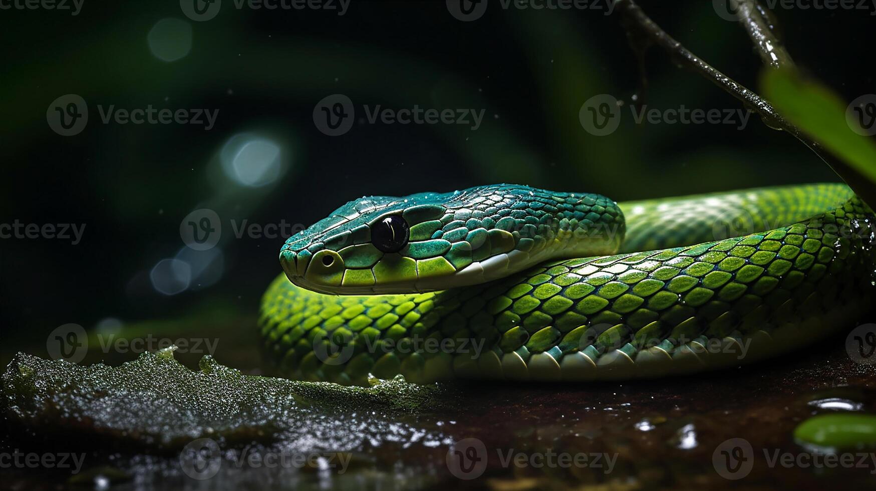 selvagem natureza venenoso víbora língua espiral cobras dentro fechar acima retrato gerado de ai foto