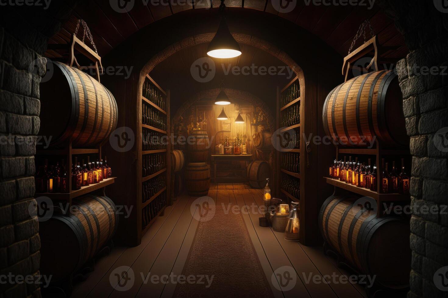 álcool barril quarto interior, vinho ou uísque , generativo ai foto