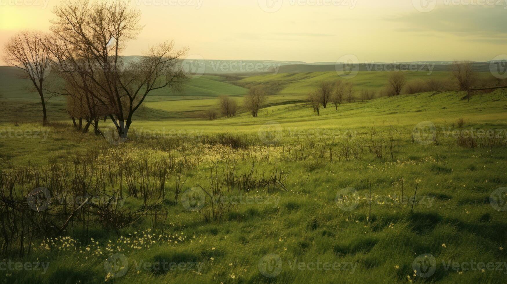 panorama do pastagem. natureza fotografia. ai gerado foto