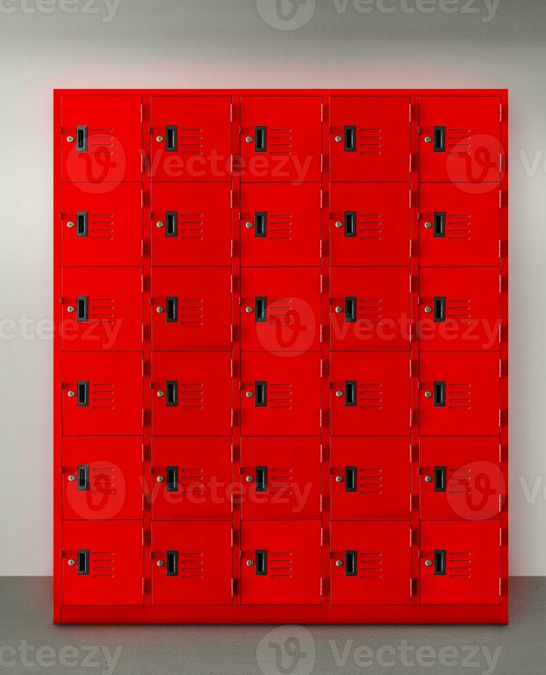 vermelho armário ou Academia armário dentro quarto foto