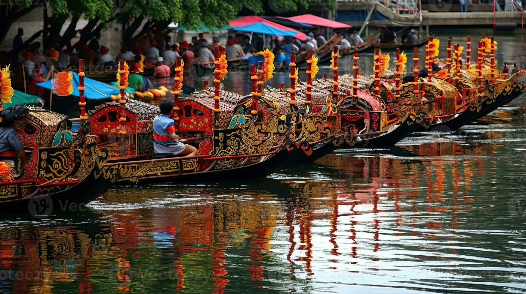 remo Dragão barcos durante duanwu. generativo ai ilustração. foto